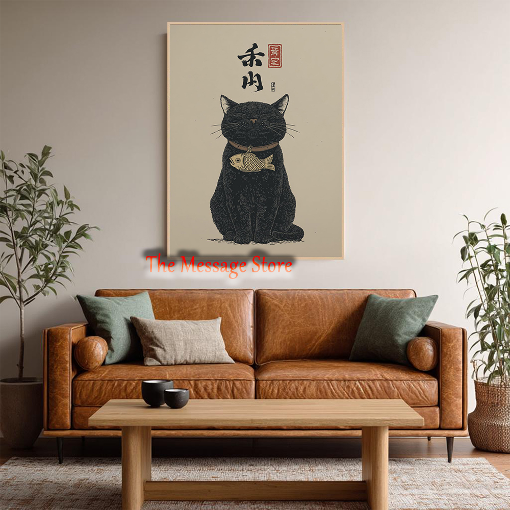 Black Lucky Cat Ukiyo-e Japane - Japanese Traditional Lifestyle incelemesi ve fiyatı