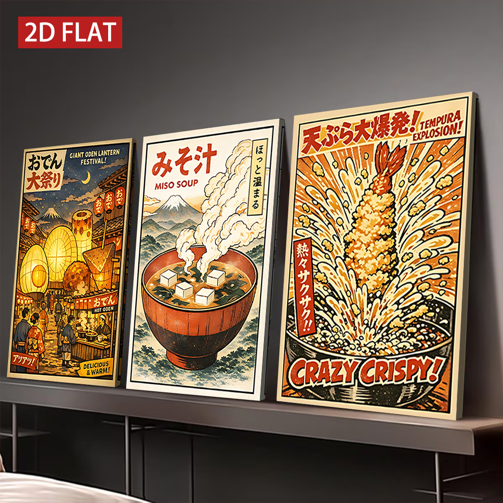 3 Counts Wooden Framed Canvas  - Japanese Food Lifestyle incelemesi ve fiyatı