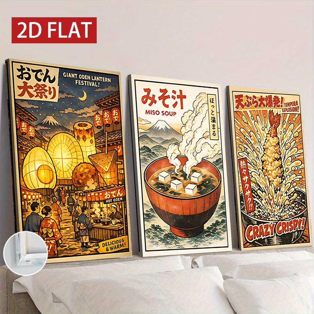 3 Counts Wooden Framed Canvas  - Japanese Food Lifestyle incelemesi ve fiyatı