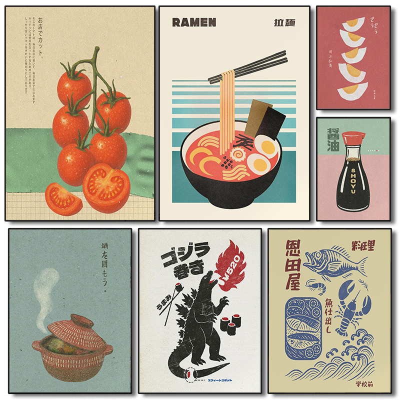 Japan Food Art Poster Retro Ja - Japanese Food Lifestyle incelemesi ve fiyatı