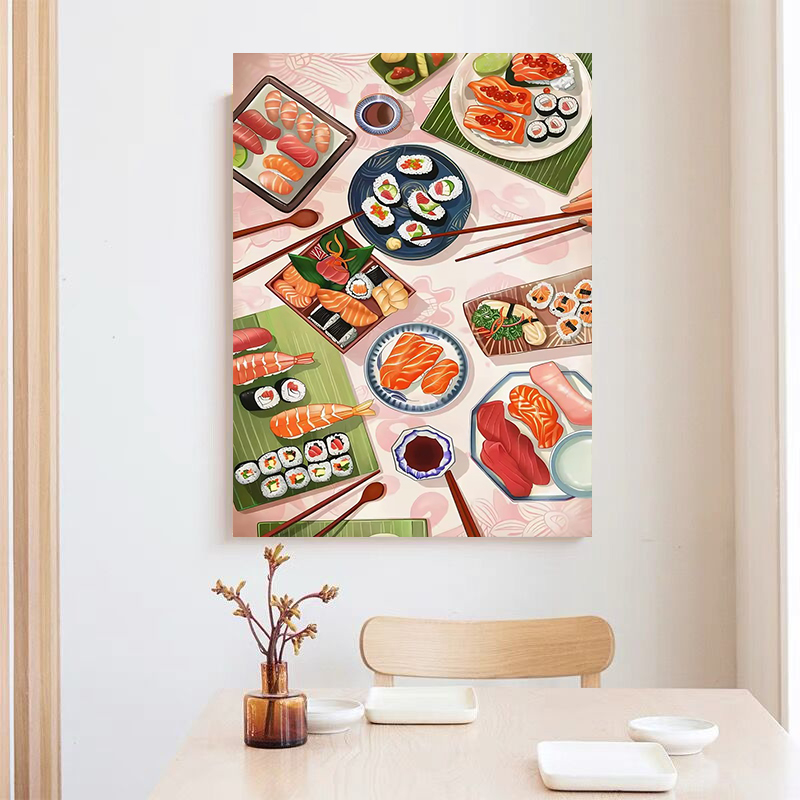Sushi Salmon Poster Prints Kit - Japanese Restaurant Lifestyle incelemesi ve fiyatı