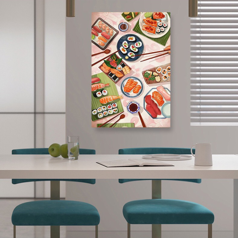 Sushi Salmon Poster Prints Kit - Japanese Restaurant Lifestyle incelemesi ve fiyatı